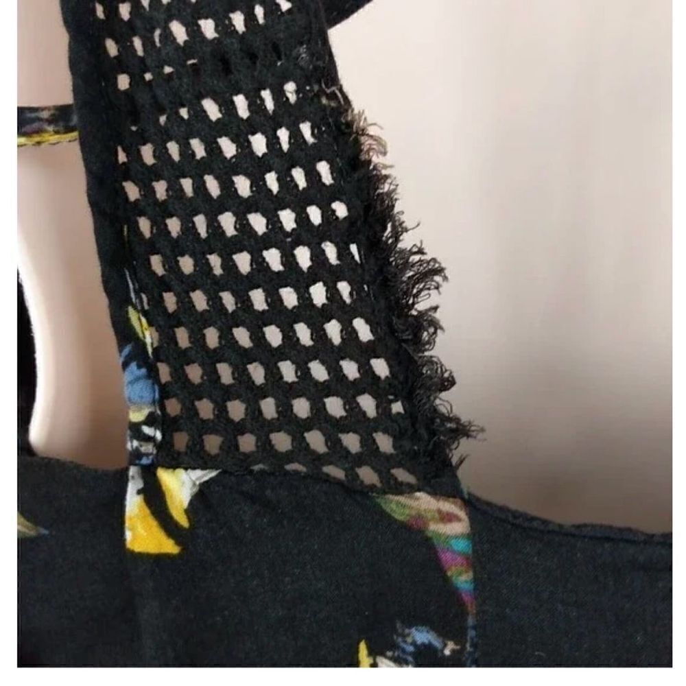 Free People Medium Thought I Was Dreaming Dress Crochet Flowy Floral Black Blue - Picture 10 of 10